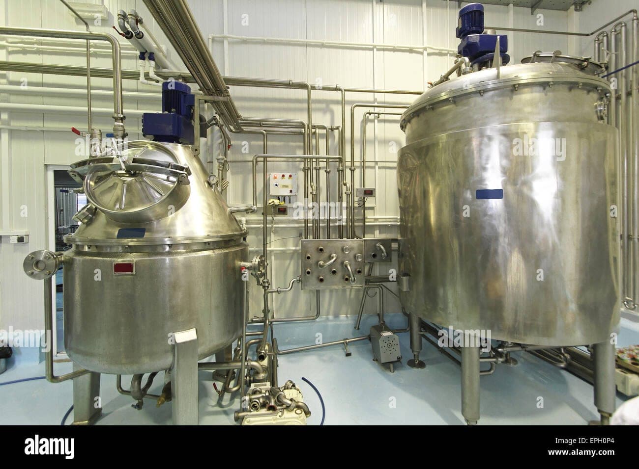 Milk pasteurisation equipment on a dairy line